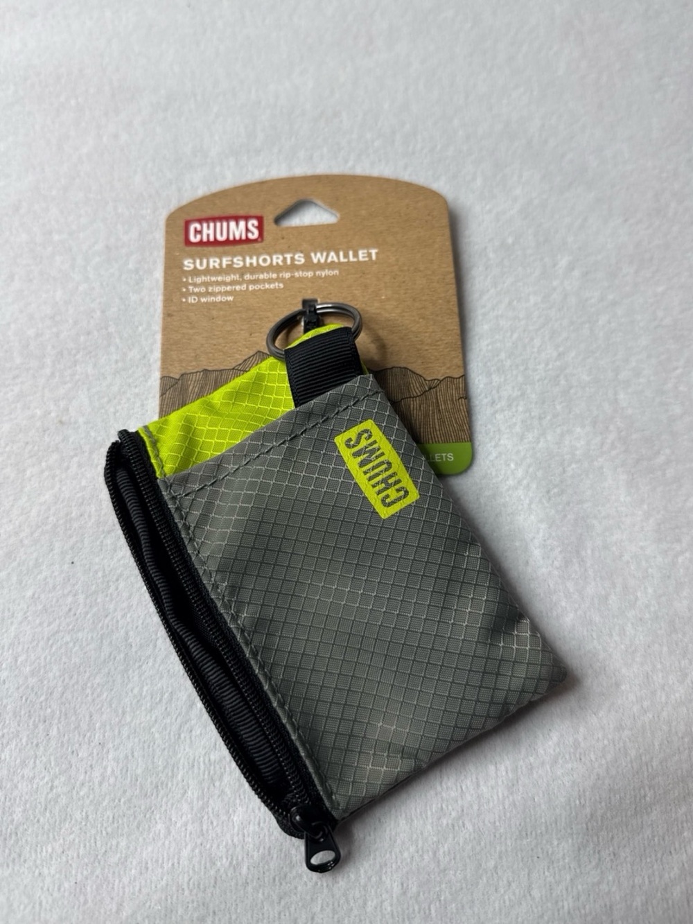 CHUMS Surfshorts Wallet in Gray with Lime Accent